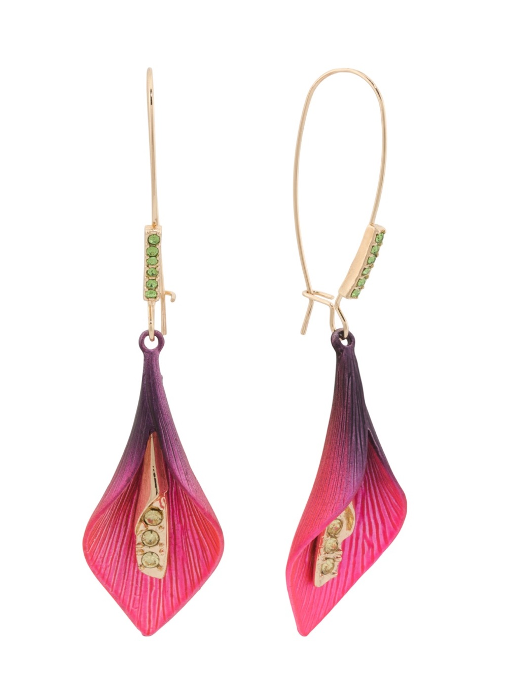 BETSEY JOHNSON Magenta Pink Calla Lily Drop Earrings Shepard Hook NWT